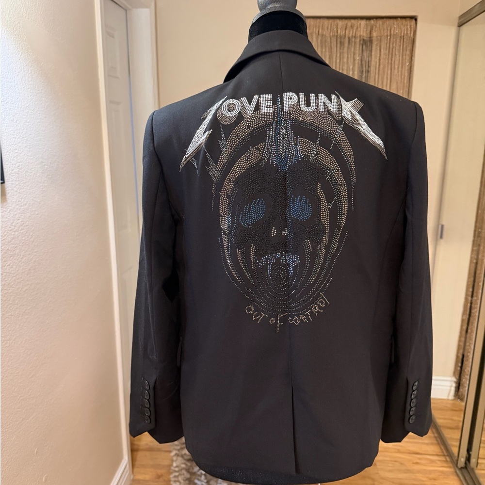 Zadig & Voltaire Black Blazer with Silver and Blue Skull Design - Picture 4 of 6